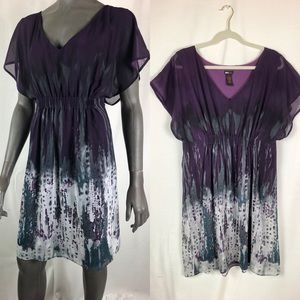 DS lab purple abstract poncho style dress size XL